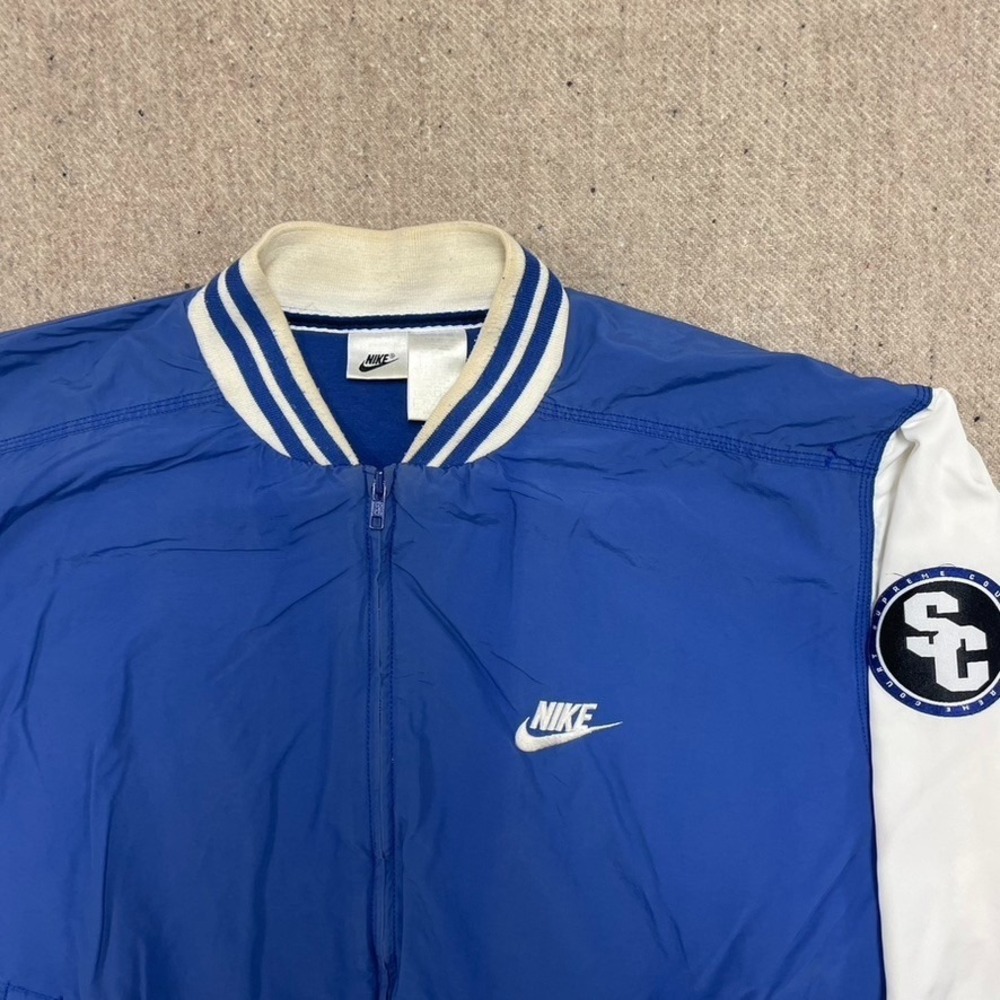 Vintage NIKE SUPREME court windbreaker Jacket Mens Large Blue 1990s Silver tag - Picture 3 of 12